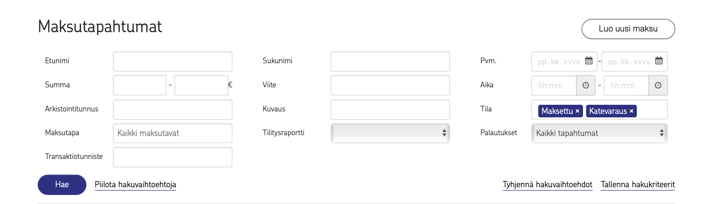 maksutapahtumien haku 2